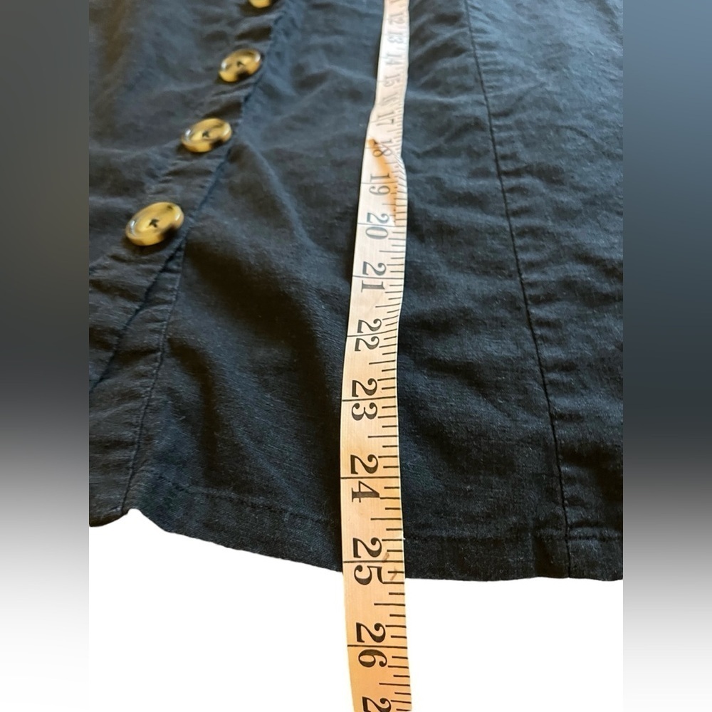 LPA Classic Black Linen Blend A-line Button-Down Skirt - Picture 6 of 7